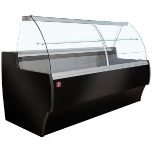 Refrigerated display counter curved glass, ventilated, with reserve - BLACK