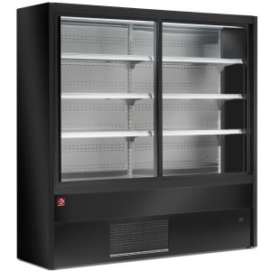 Ventilated refrigerated wall unit with glass sliding doors - BLACK