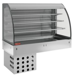 Wall with top and open display on 3 levels (with curtain), refrigerated, ventilated, 3x GN 1/1