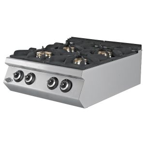 Gasherd mit 4 Brennern – 28 kW – Erdgas/Propan – Edelstahl – Profi-Ausführung