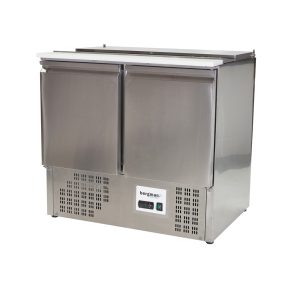 Saladette | Salattheke-Kühltheke-Kühlvitrine | Dönertisch • 2 türig mit Klappdeckel • 2 x GN 1/1 & 1 x GN 2/4