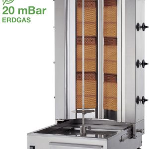 CEYLAN Döner-/Gyrosgrill CY-TYP V6 – Erdgas 20 mbar, 6 Brenner (3 + 3), 17 kW, Motor unten