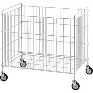 Laundry basket on castors, folding stool