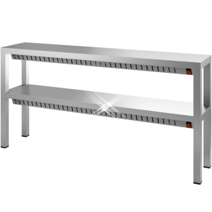 Rvs etagère verwarmd 2 hoog 1000x300x700 mm