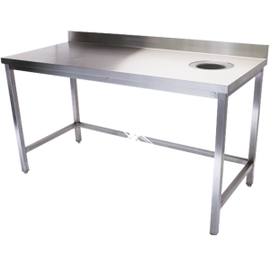 Rvs werktafel met afvalgat en rand 1000x700x900 mm