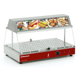 Heated display case with luminous sign